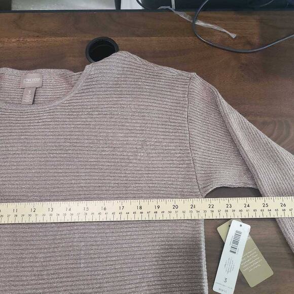 Chico's Size 3 NWT Pullover Sweater Beige Metallic Shimmer Size 18  XL #265 - Picture 5 of 8